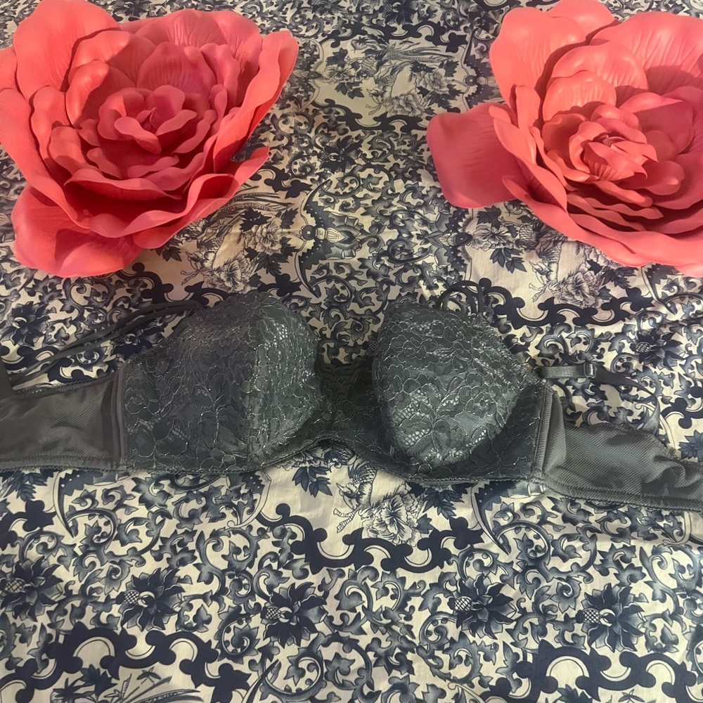 Nanette Lepore Gray Lace Bra Intimates